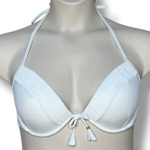 Victoria's Secret Swim The Fabulous Push Up Bikini Swim Top White Halter 36D New